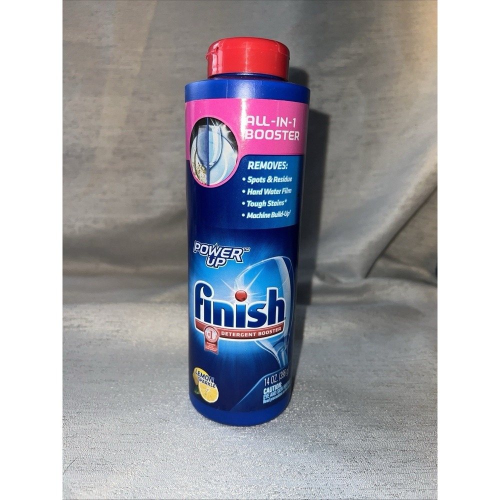 Finish Power Up 14 oz. Lemon Sparkle Dishwasher Detergent Booster New